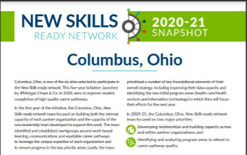 New skills ready network; 2020-21 snapshot; Columbus, Ohio