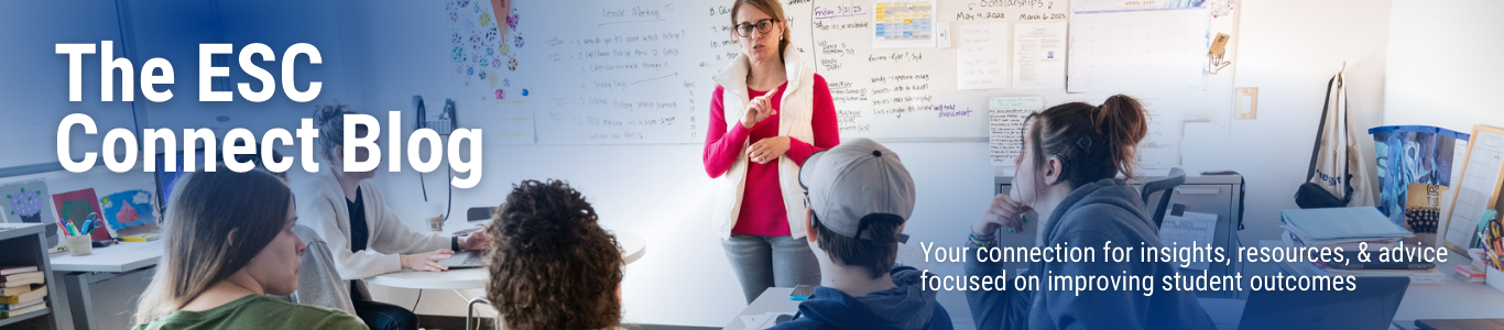 Image of a classroom with text overlaid that says "The ESC Connect Blog"